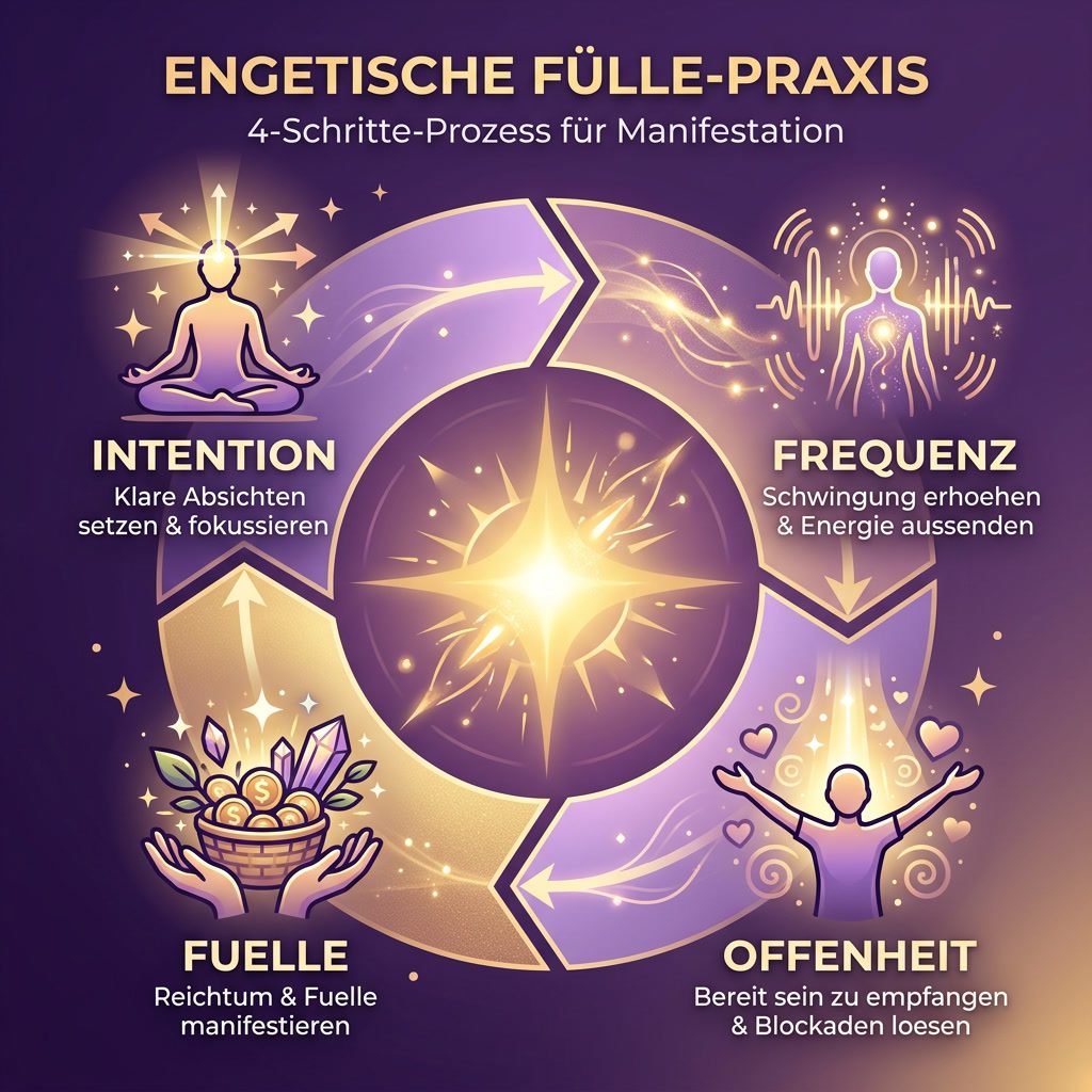 Infografik: 4-Schritte-Prozess für energetische Füllepraktik
