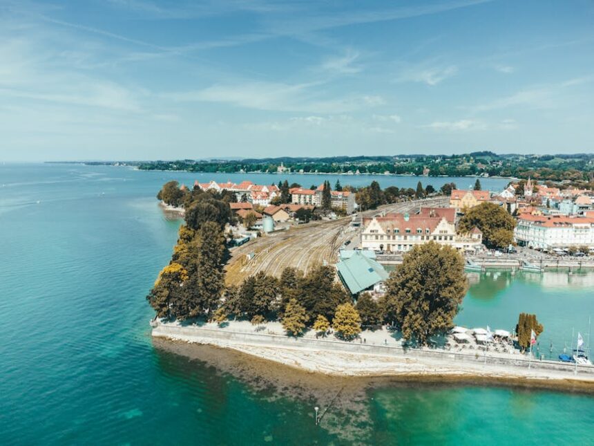gitzenweiler hof - Stunning aerial shot of Lindau Island on Lake Constance, showcasing its natural b