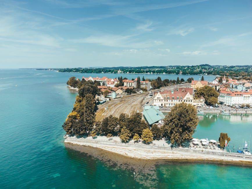gitzenweiler hof - Stunning aerial shot of Lindau Island on Lake Constance, showcasing its natural b