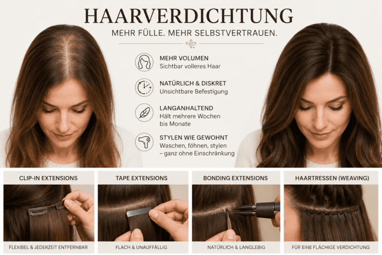 Haarverdichtung: Übersicht über Clip-in, Tape, Bonding und Haartressen für mehr Volumen