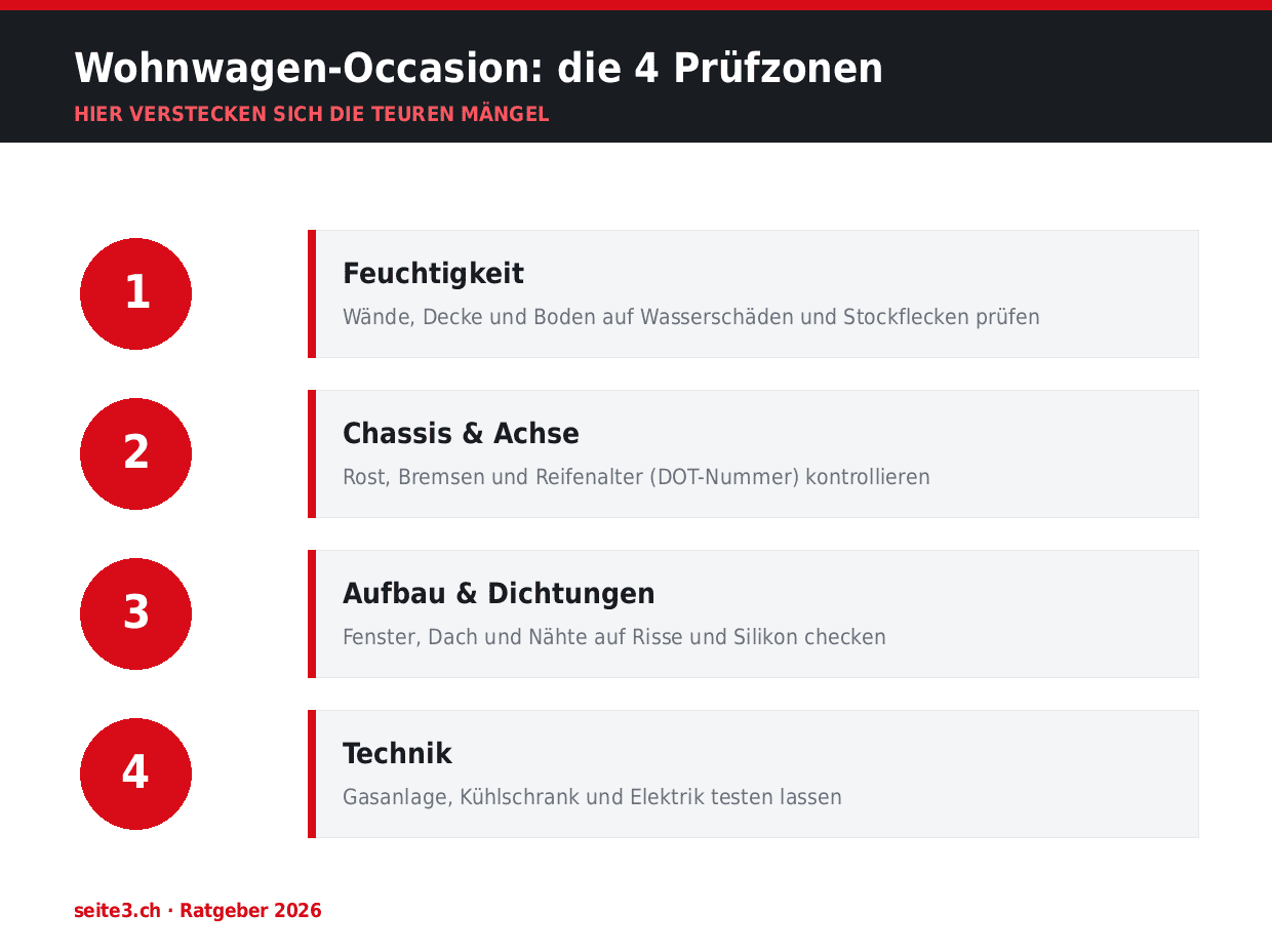 Wohnwagen-Occasion: die 4 Prüfzonen