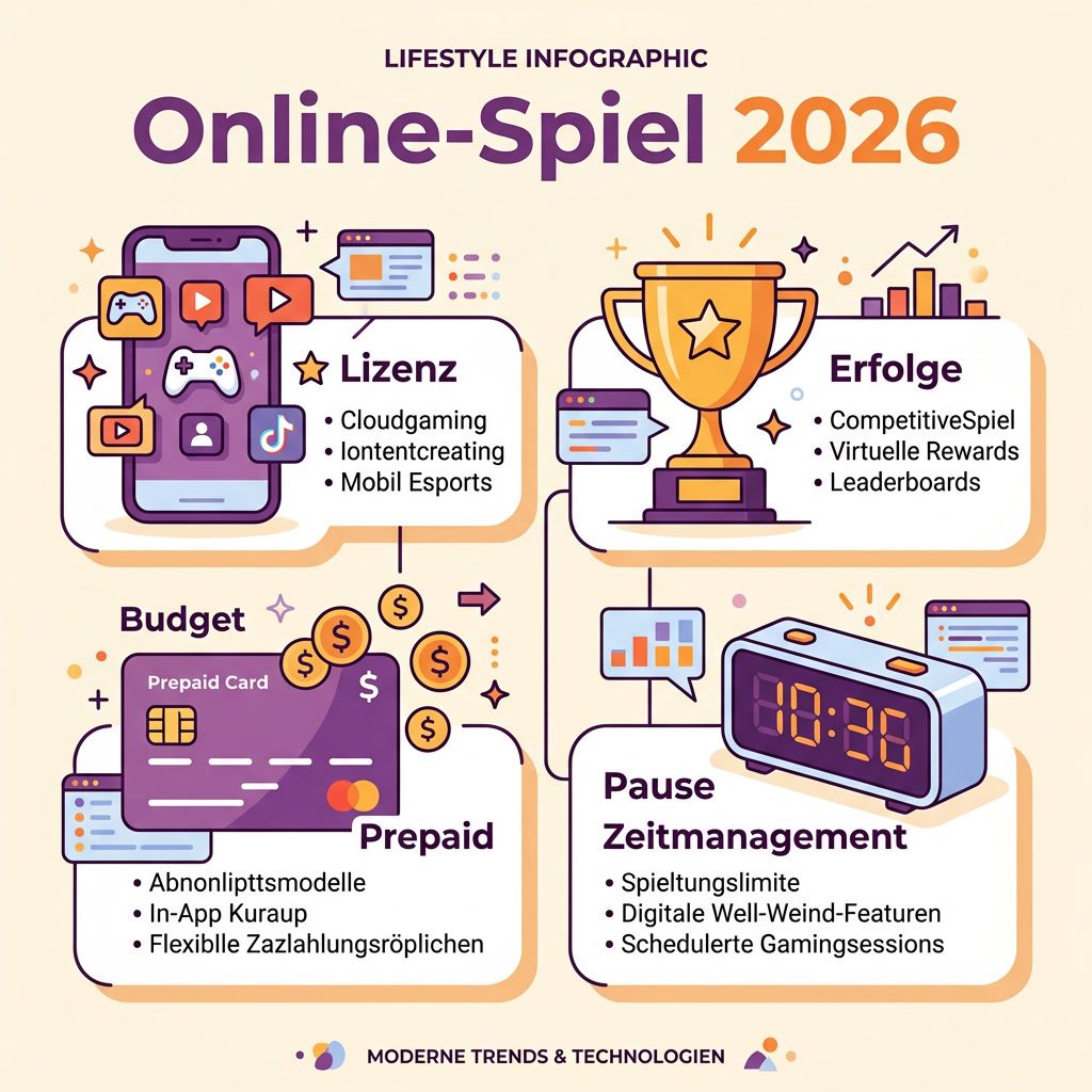 Infografik: Online-Spiel-Trends 2026 mit Prepaid und Budget